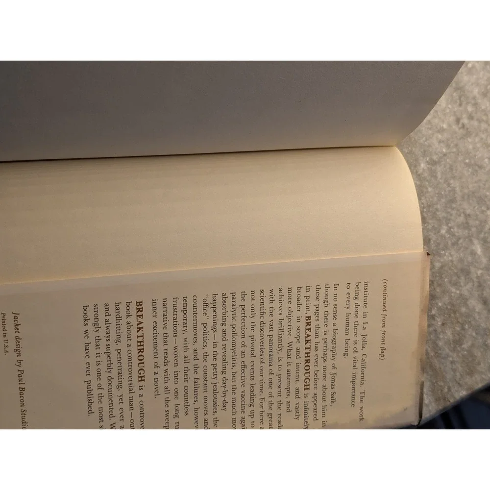 Breakthrough The Saga of Jonas Salk by Richard Carter Hardcover